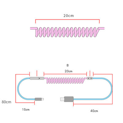 Connettore arrotolato del cavo meccanico della tastiera audio che coppia il tipo-c cavo di USB dell'arcobaleno