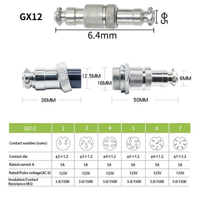 4 connettore circolare resistente della spina GX12 GX16 dell'incavo di aggancio di aviazione colorato perni dei pin 5
