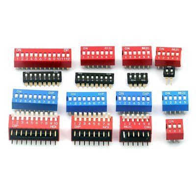 DIP switch 1 dello scorrevole del passo di 2.54mm il nero blu rosso di doppia fila del supporto del PWB di 2 3 4 5 6 8 9 10 posizioni