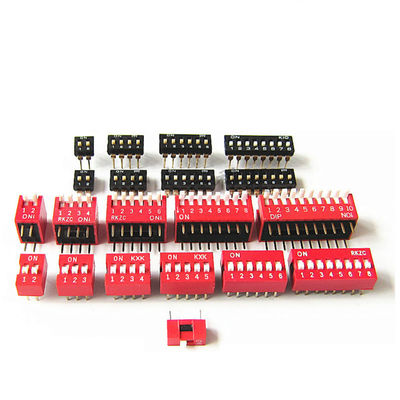 DIP switch 1 dello scorrevole del passo di 2.54mm il nero blu rosso di doppia fila del supporto del PWB di 2 3 4 5 6 8 9 10 posizioni