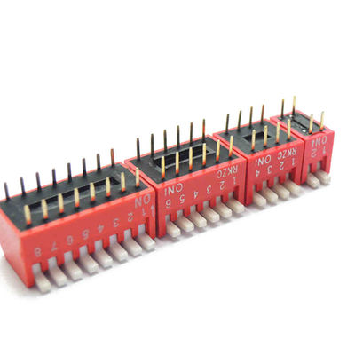 DIP switch 1 dello scorrevole del passo di 2.54mm il nero blu rosso di doppia fila del supporto del PWB di 2 3 4 5 6 8 9 10 posizioni
