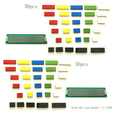 62pcs ha colorato i connettori diritti del bordo del PWB di Pin Header Female Socket di singola fila di 2.54mm