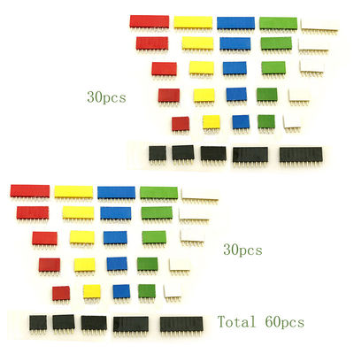 62pcs ha colorato i connettori diritti del bordo del PWB di Pin Header Female Socket di singola fila di 2.54mm