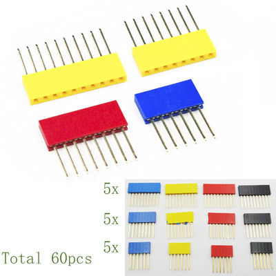 60pcs ha colorato il connettore lungo diritto del PWB di Pin Header 11mm Pin Socket di singola fila di 2.54mm