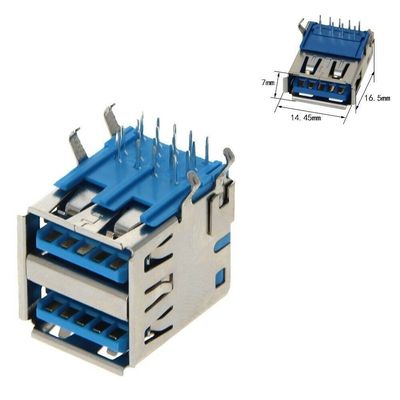 Tipo connettore femminile della doppia porta o singolo di USB 3,0 del bordo del PWB di Jack dell'incavo di A per il computer portatile del computer portatile
