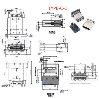 tipo connettore femminile di carico veloce di 24P USB 3,1 del PWB di Jack dell'incavo del porto del perno del recipiente 24 di C