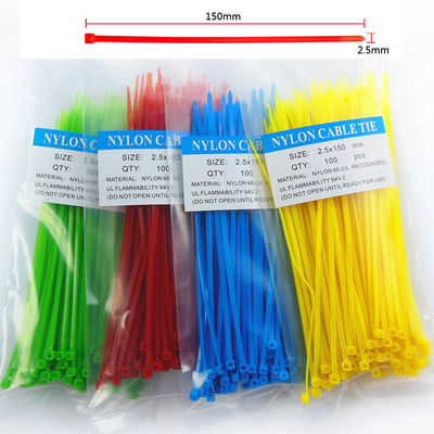 legami d'imballaggio autobloccanti di nylon di plastica variopinti dello zip del cavo del cavo di 150mm x di 2.5mm