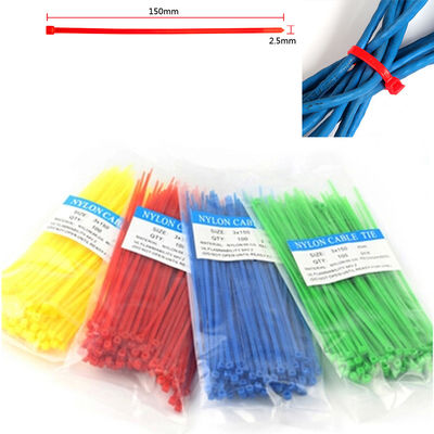 legami d'imballaggio autobloccanti di nylon di plastica variopinti dello zip del cavo del cavo di 150mm x di 2.5mm