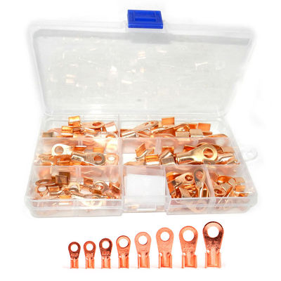 il cavo aperto del barilotto 80pcs unisce il corredo di rame OT 10A di Ring Lug Terminals Assortment Set a 100A