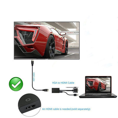 Maschio di VGA a HDMI 1080P HD + audio video adattatore del convertitore della TV HDTV con cavo