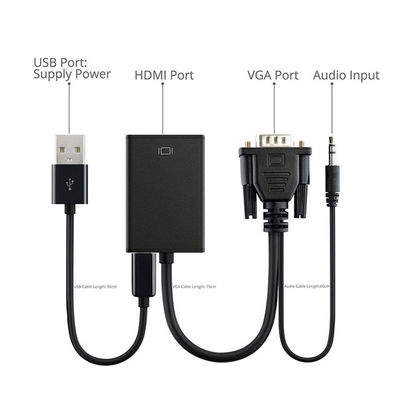 Maschio di VGA a HDMI 1080P HD + audio video adattatore del convertitore della TV HDTV con cavo