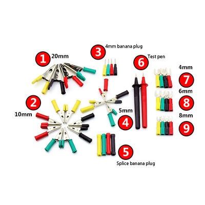 Insieme elettronico dei carlini della banana di Kit Spade Lugs Alligator Clips del cavetto di prova della sonda del multimetro