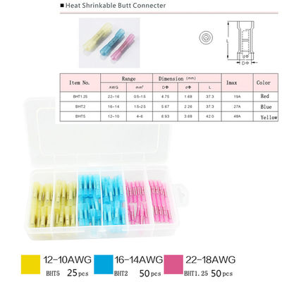 corredo BHT1.25 BHT2 BHT5 dell'assortimento dei terminali del connettore di estremità degli strizzacervelli di calore 125pcs