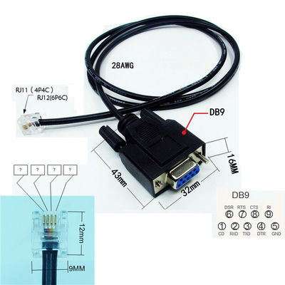 Porto di serie femminile di COM DB9 RS232 al cavo di Exapansion del connettore di RJ11 RJ12