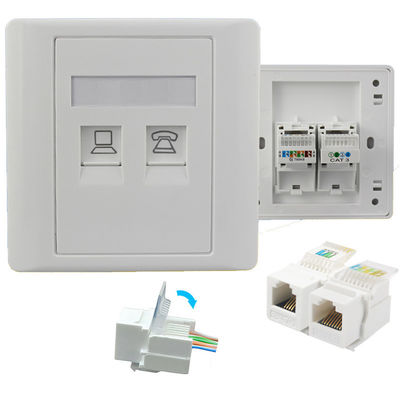 Morsetto rapido modulare di Jack Cat 5E della rete telefonica della doppia porta RJ11 RJ45 per lo sbocco della presa a muro