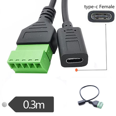 Tipo-c 3,1 cavo femminile 30cm di espansione di adattatore dei terminali di vite del perno di Jack To 5 del maschio di USB