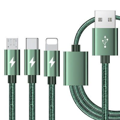 il tipo veloce cavo di USB del cavo della tassa 3-in-1 della tassa di 5 dati di amp di C ha intrecciato il cavo del tessuto