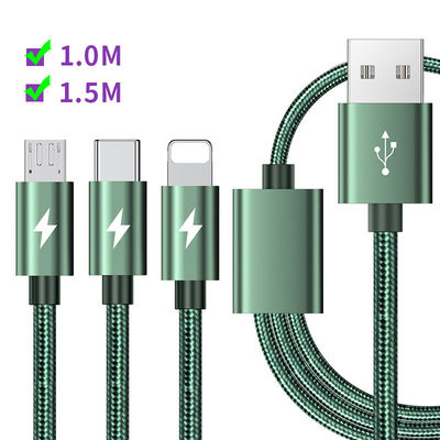 il tipo veloce cavo di USB del cavo della tassa 3-in-1 della tassa di 5 dati di amp di C ha intrecciato il cavo del tessuto