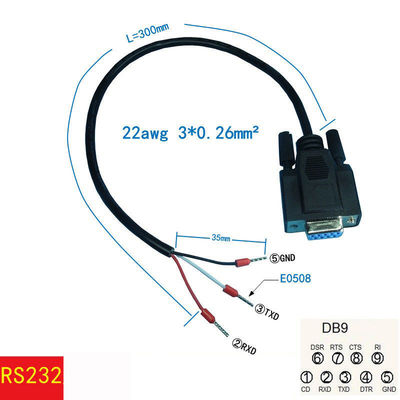 Sotto porto di serie della terra del connettore RS232 RXD TXD di DB9 D al cavo di Exapansion di 3 terminali del perno