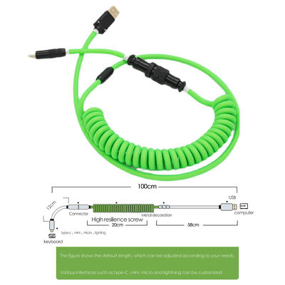 Il tipo sezionale il carico di C USB cabla il kit di cablaggi arrotolato staccabile della tassa di dati della tastiera meccanica