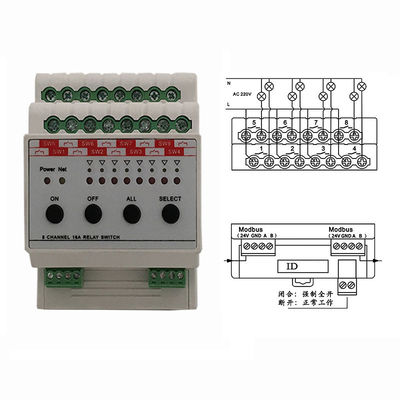 Modo 16A del modulo di commutatore del relè dell'unità di controllo di illuminazione dello Smart Home 8 in conformità con il protocollo di RS485 Modbus