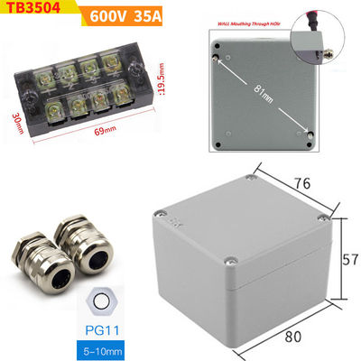 600V 35A Teminal blocca con la scatola di giunzione di alluminio fusa sotto pressione sigillata del progetto di caso di recinzione 86*76*57mm