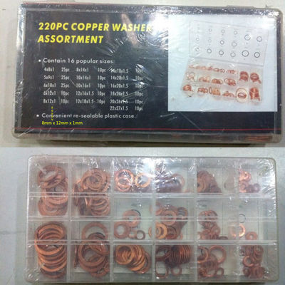 220pcs 16 gradua il corredo secondo la misura piano di rame metrico IMPA813080 di Ring Washer Gaskets Assortment Set