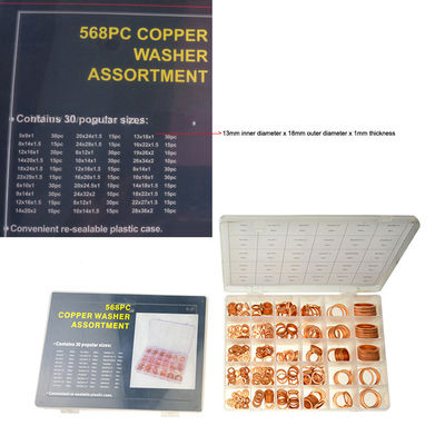 568pcs 30 gradua il corredo secondo la misura piano di rame metrico IMPA813080 di Ring Washer Gaskets Assortment Set