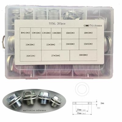 260pcs 13 gradua il corredo secondo la misura piano di alluminio metrico dell'assortimento delle guarnizioni di Ring Oil Drain Plug Washers