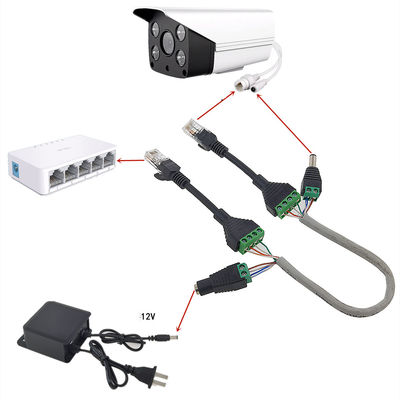 Spina di corrente femminile di CC di Jack della rete del cavo RJ45 di POE all'adattatore dei terminali di vite per la macchina fotografica del monitor