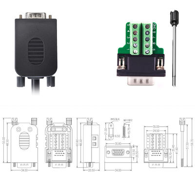 Connettori della porta seriale di Pin RS232 del sottomarino 9 di DB9 D all'adattatore dei blocchetti terminali con alloggio