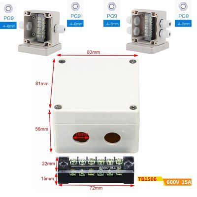 Accendendo recinzione elettrica di distribuzione della scatola di giunzione dei collegamenti del cavo 83*81*56mm impermeabile con i connettori