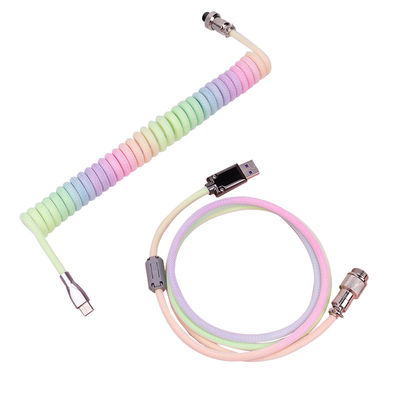 Connettore arrotolato del cavo meccanico della tastiera audio che coppia il tipo-c cavo di USB dell'arcobaleno