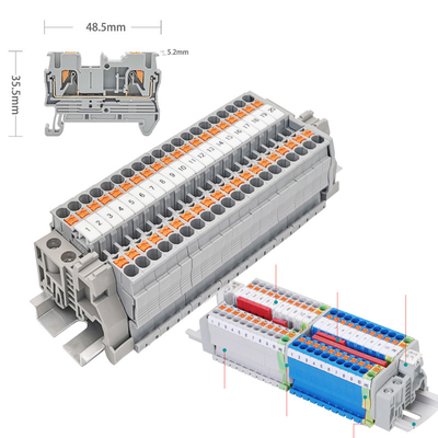 PT 2.5 Din Connettore montato su rotaia Push In Connection Spring Clamp Terminal Blocks Kit