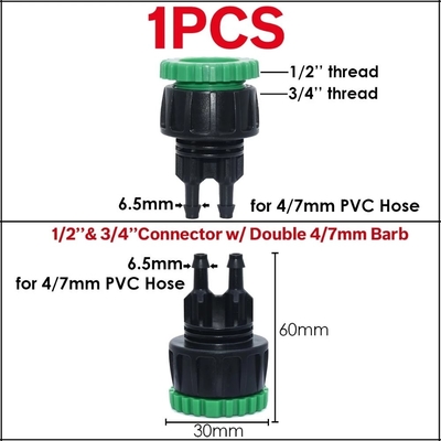 Pollice rapido di plastica degli accessori 1/2 dell'adattatore del tubo flessibile del connettore del rubinetto del tubo flessibile dell'acqua del giardino a 3/4 pollici
