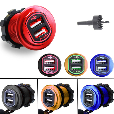 Incavo di potere doppio dell'adattatore dello sbocco del caricatore di USB 4.8A per la nave automatica 12-24V impermeabile del camion del motociclo