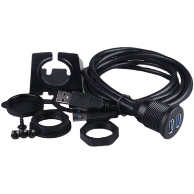 Maschio a livello dell'adattatore del bacino della doppia porta di USB 3,0 del supporto del pannello del cruscotto dell'automobile al cavo di estensione femminile