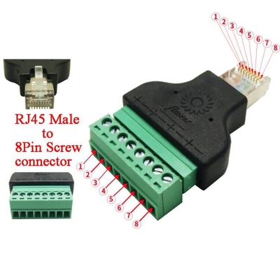 RJ45 maschio 8P8C a 8 Pin Screw Terminal Block Adapter per la video soluzione del CCTV