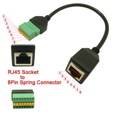 Connettore di RJ45 8P8C a 8 Pin Screw Terminal Block Adapter 30cm lungamente per soluzione del CCTV di sicurezza la video