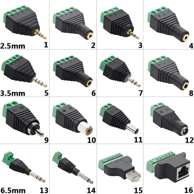 maschio Jack Female Plug della cuffia stereo 3-Pole di 3.5mm audio all'adattatore del blocchetto terminali della vite