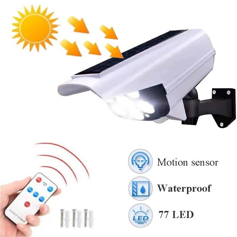 2 in 1 lampada da parete solare all'aperto fittizia del sensore di moto della macchina fotografica di sicurezza leggera solare impermeabile