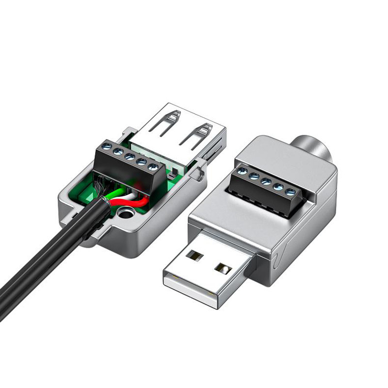 Cassa in metallo USB Jack maschio o femmina a blocchi terminali a vite a 5 pin Adaptatore di connettore