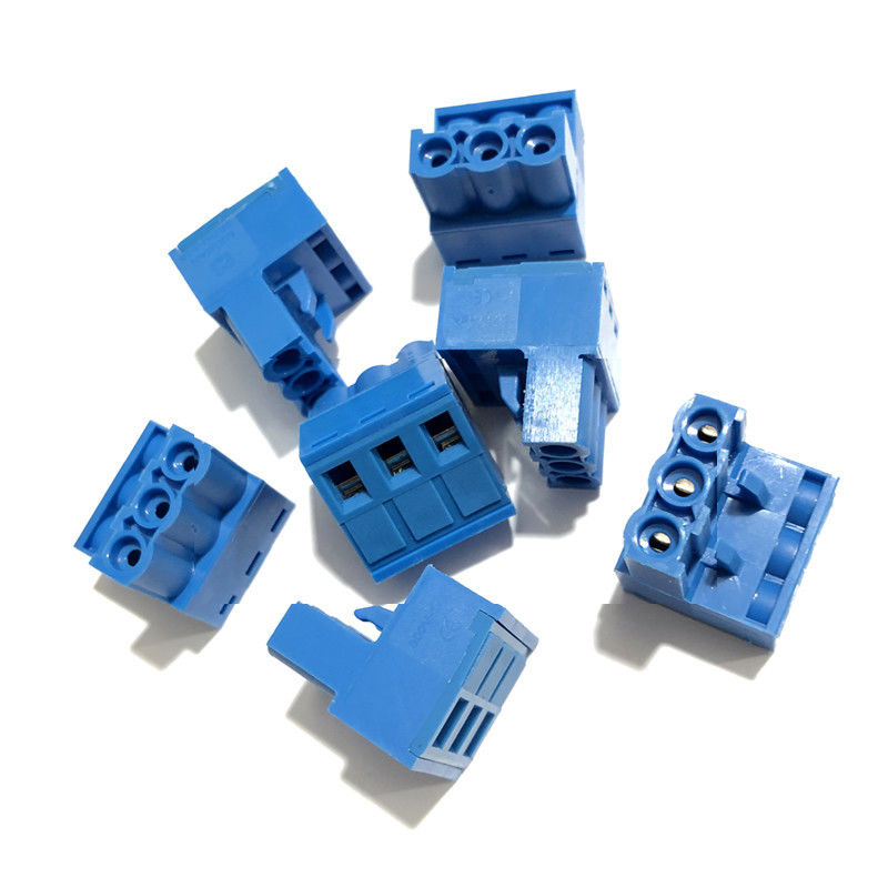 I blocchetti terminali Pluggable di spaziatura 5.08mm blu della vite del PWB tappano + Pin Header ad angolo retto