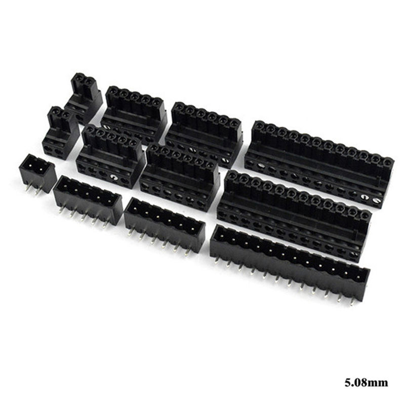 i blocchetti terminali Pluggable della vite del PWB del passo di 5.08mm tappano + Pin Header Black ad angolo retto