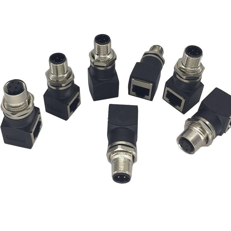 Spina di Ethernet RJ45 del fermaglio maschio del centro M12 4 all'adattatore o