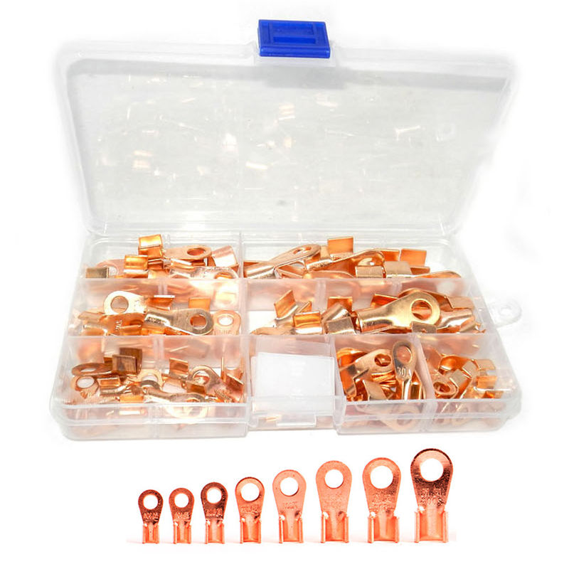 il cavo aperto del barilotto 80pcs unisce il corredo di rame OT 10A di Ring Lug Terminals Assortment Set a 100A
