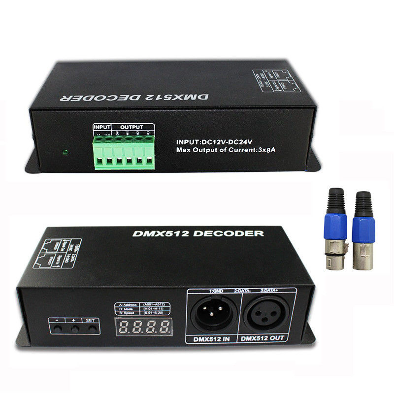 Il decodificatore di DC12V~24V IL RGB RGBW 3CH 4CH DMX512 con il visualizzatore digitale DMX a PWM ha condotto il regolatore della luminosità della striscia