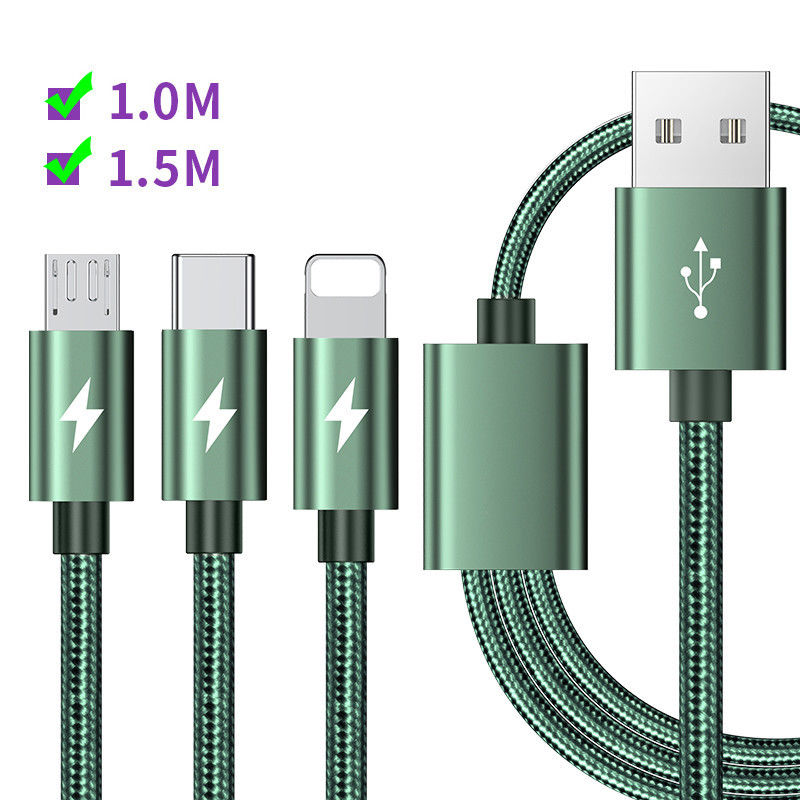 il tipo veloce cavo di USB del cavo della tassa 3-in-1 della tassa di 5 dati di amp di C ha intrecciato il cavo del tessuto