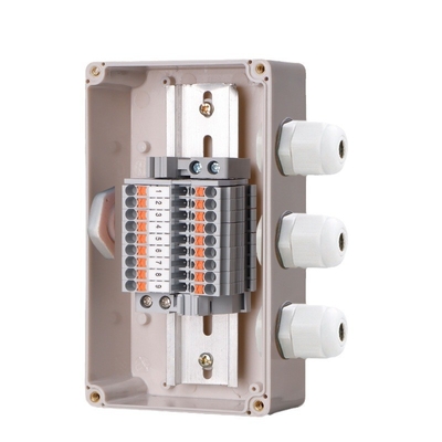 IP65 Casella di giunzione del cavo impermeabile 1 in 3 da 80*160*55mm con blocchi terminali PT2.5 Din Rail